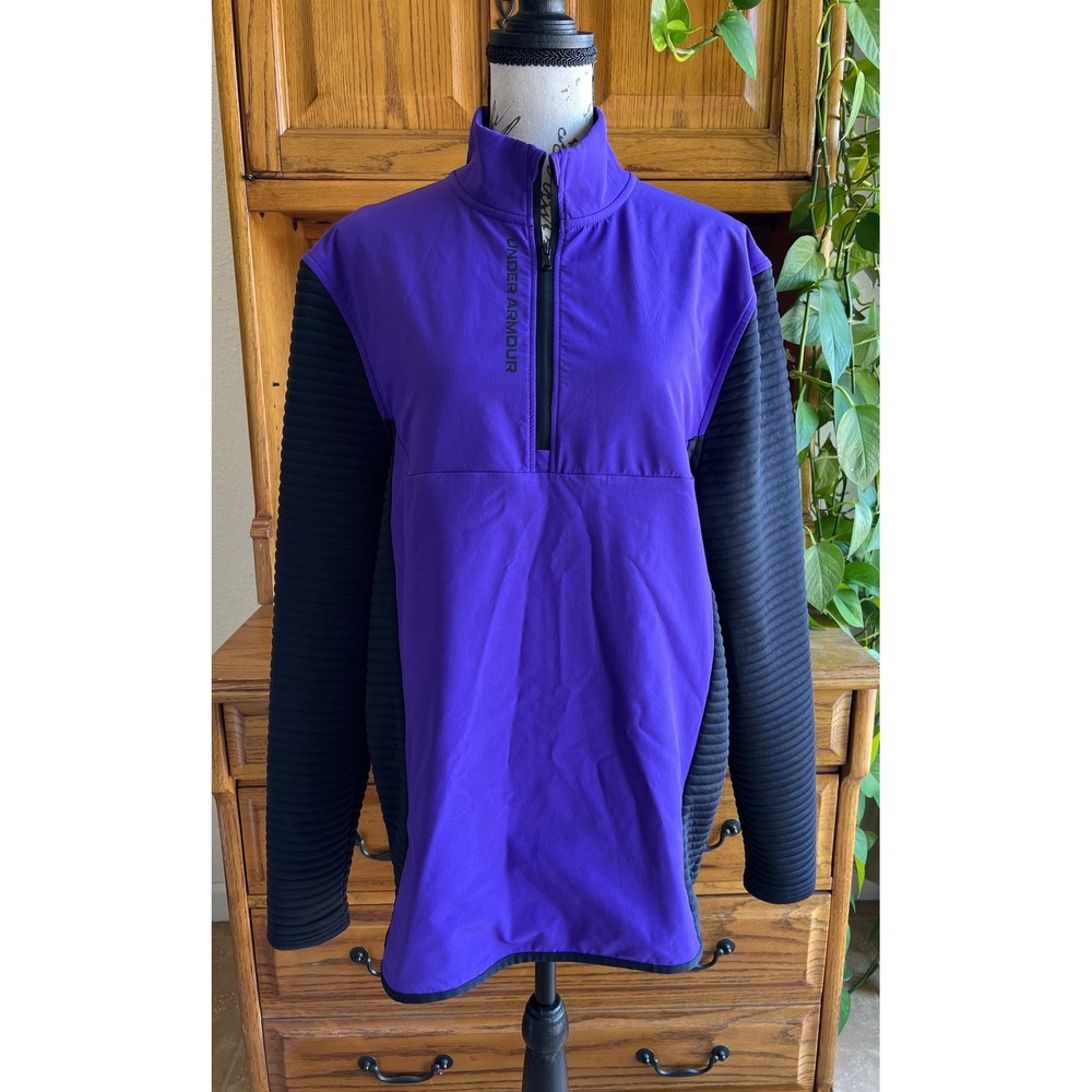 Under Armour Golf Storm Purple Black Quarter Zip Pullover Womens Medium
